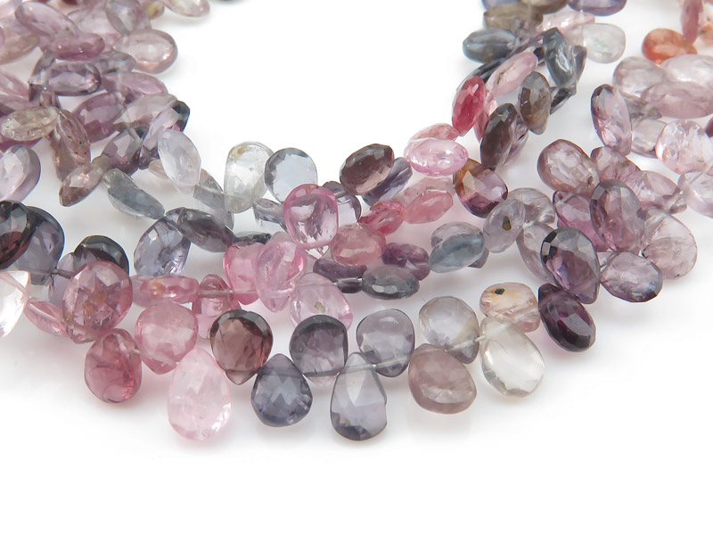 AA Multi Spinel Faceted Pear Briolettes 6-7mm ~ 7'' Strand