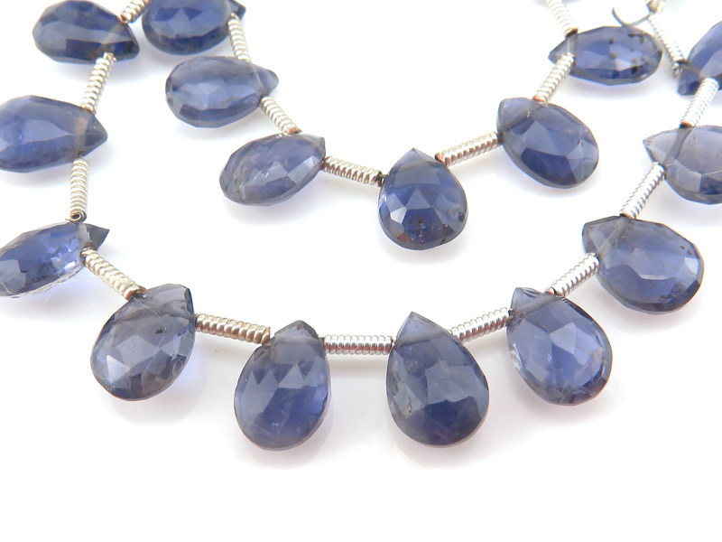 AA Iolite Faceted Pear Briolettes 8.5-10mm (23)