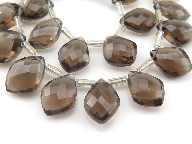 AAA Smoky Quartz Faceted Fancy Cut Briolettes 10-12mm ~ 8'' Strand