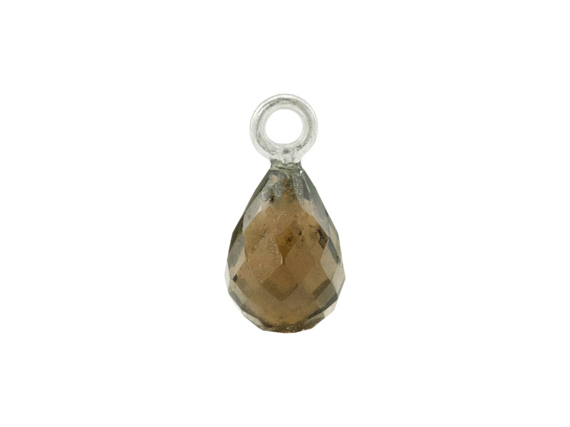 Sterling Silver Smoky Quartz Faceted Teardrop Charm 12mm