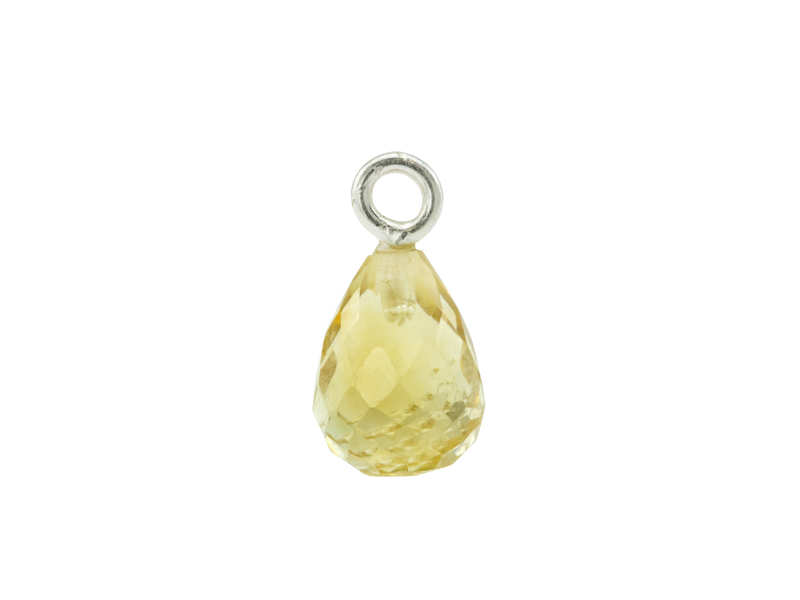 Sterling Silver Citrine Faceted Teardrop Charm 12mm