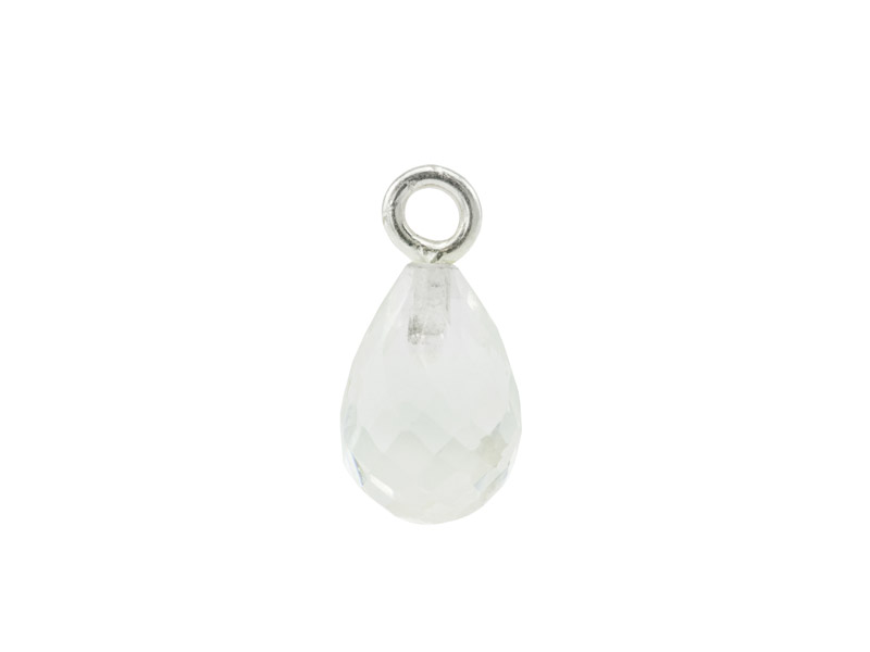 Sterling Silver Crystal Quartz Faceted Teardrop Charm 12mm