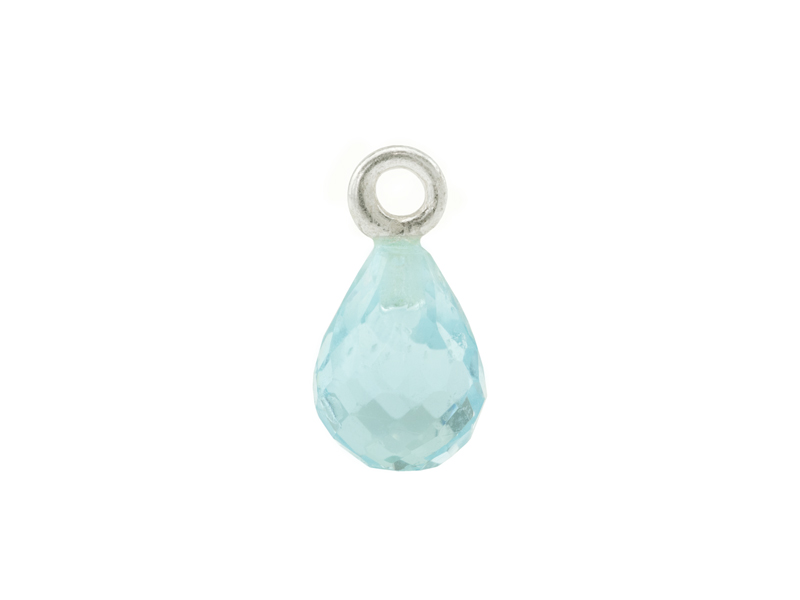 Sterling Silver Blue Topaz Faceted Teardrop Charm 12mm