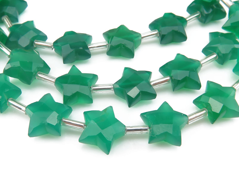 Green Onyx Faceted Star Beads 10-11mm (14)