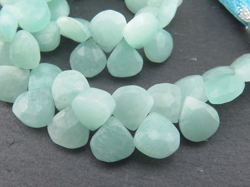 AA Amazonite Faceted Heart Briolettes 7.5-8mm ~ 8'' Strand