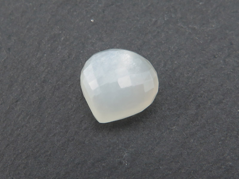 AAA White Moonstone Faceted Heart 10mm ~ SINGLE ~ Half Drilled