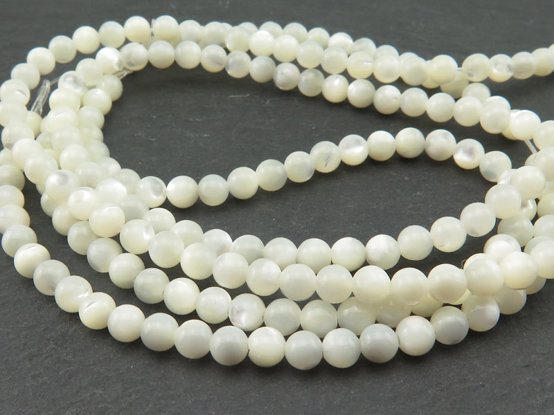Mother of Pearl Smooth Round Beads 4.5mm ~ 15.5'' Strand