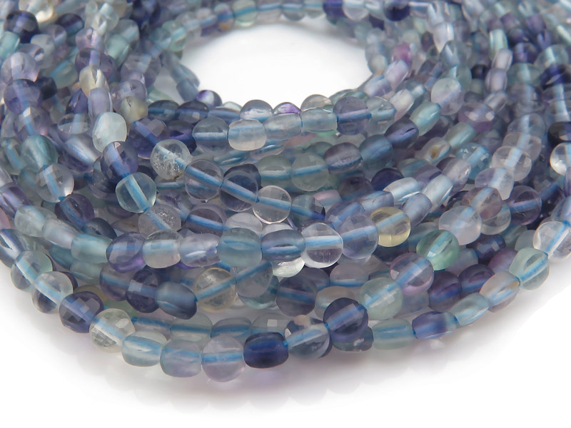 Fluorite Faceted Coin Beads 3.5mm ~ 12'' Strand