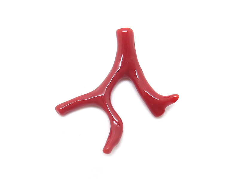 Red Coral Branch ~ Half Drilled ~ 30mm
