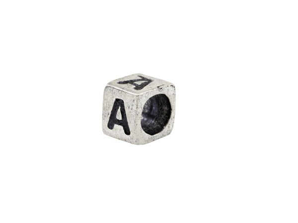 Sterling Silver Alphabet Square Bead 5mm ~ A