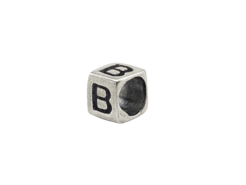 Sterling Silver Alphabet Square Bead 5mm ~ B
