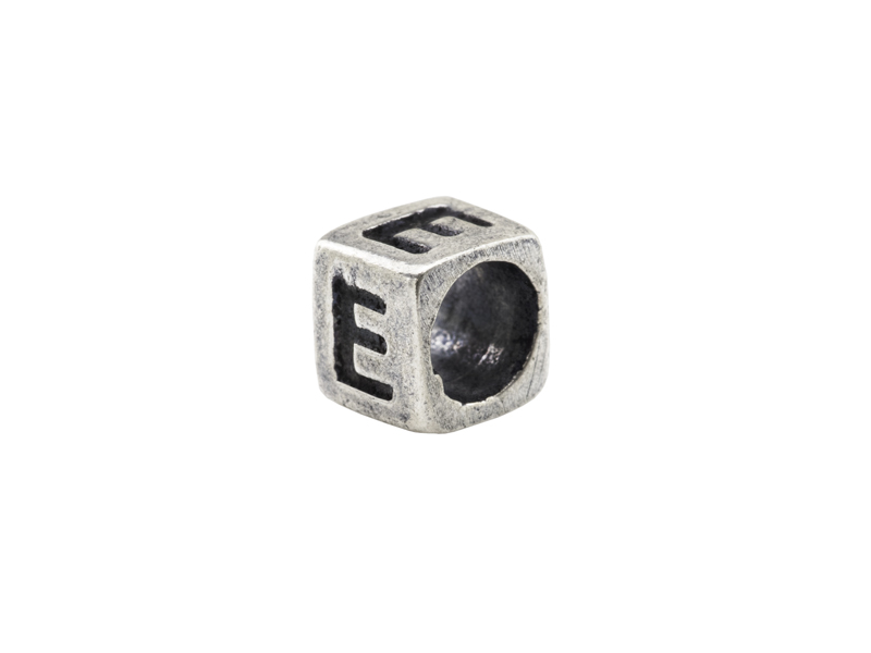 Sterling Silver Alphabet Square Bead 5mm ~ E