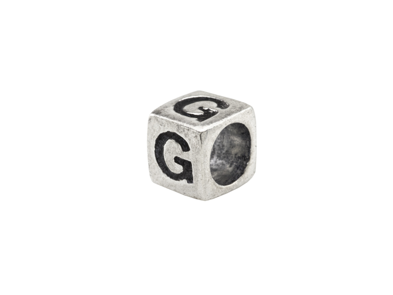 Sterling Silver Alphabet Square Bead 5mm ~ G
