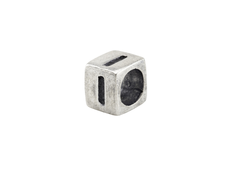 Sterling Silver Alphabet Square Bead 5mm ~ I