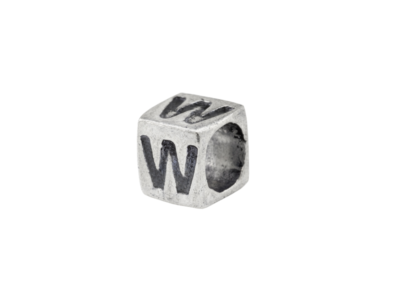 Sterling Silver Alphabet Square Bead 5mm ~ W