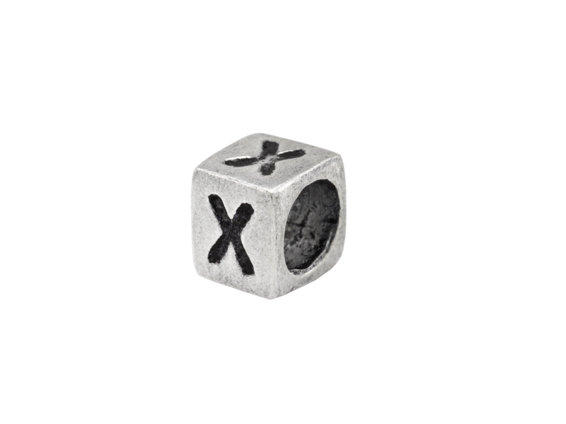 Sterling Silver Alphabet Square Bead 5mm ~ X