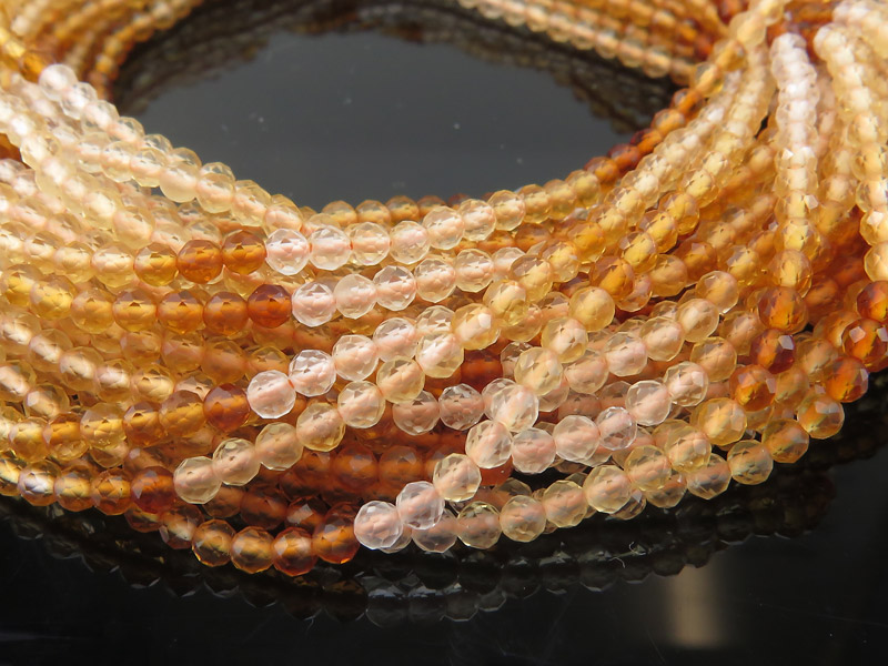AAA Citrine Shaded Micro Faceted Round Beads 2.5mm ~ 12.5'' Strand