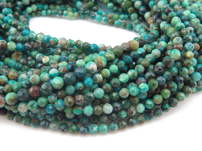 Chrysocolla Micro-Faceted Round Beads 2mm ~ 12.5'' Strand