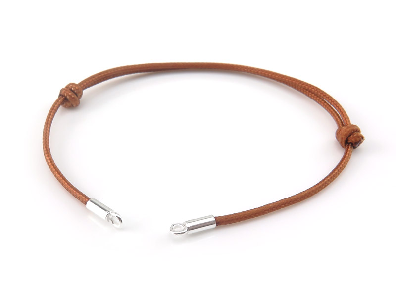 Sterling Silver & Cord Bracelet Base ~ Adjustable ~ Brown