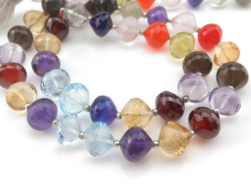 AAA Multi-Gem Onion Cut Beads 8mm ~ 8'' Strand