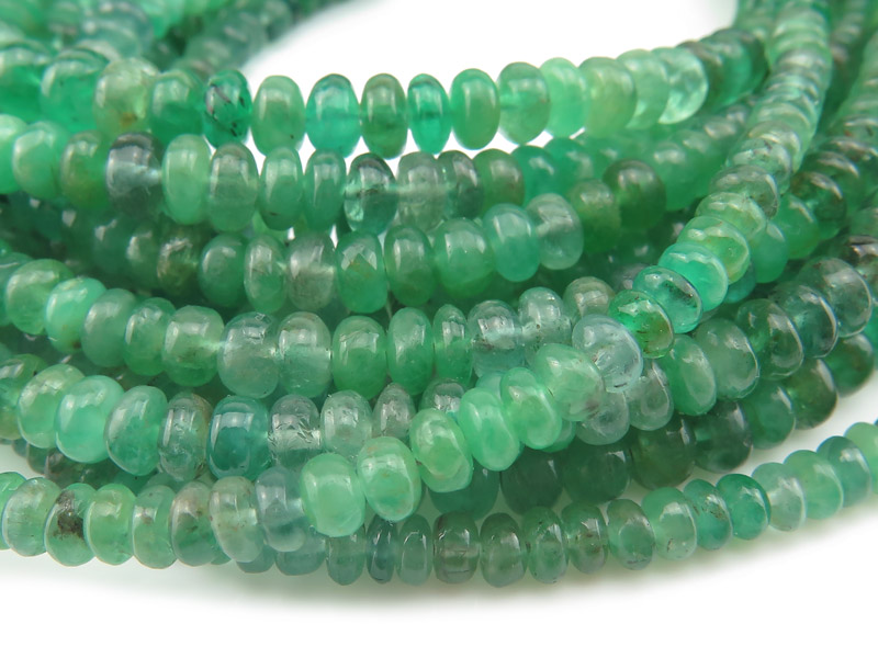 Emerald Smooth Rondelles ~ Various Sizes ~ 8.75'' Strand