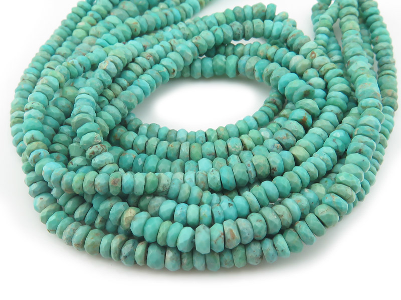 Turquoise Micro-Faceted Rondelles 4mm ~ 12.5'' Strand
