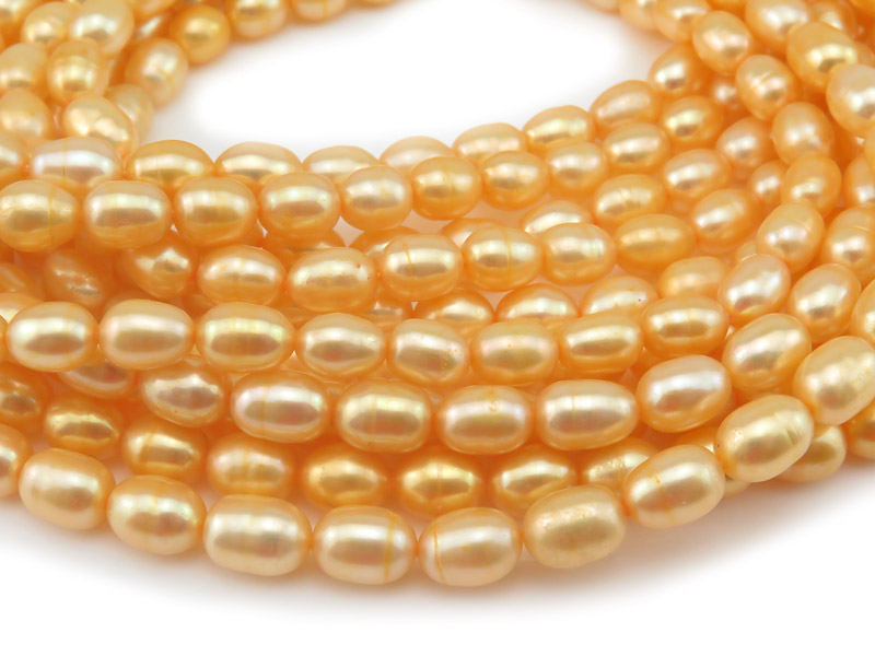 Freshwater Pearl Golden Yellow Rice Beads 7.5-8mm ~ 16'' Strand