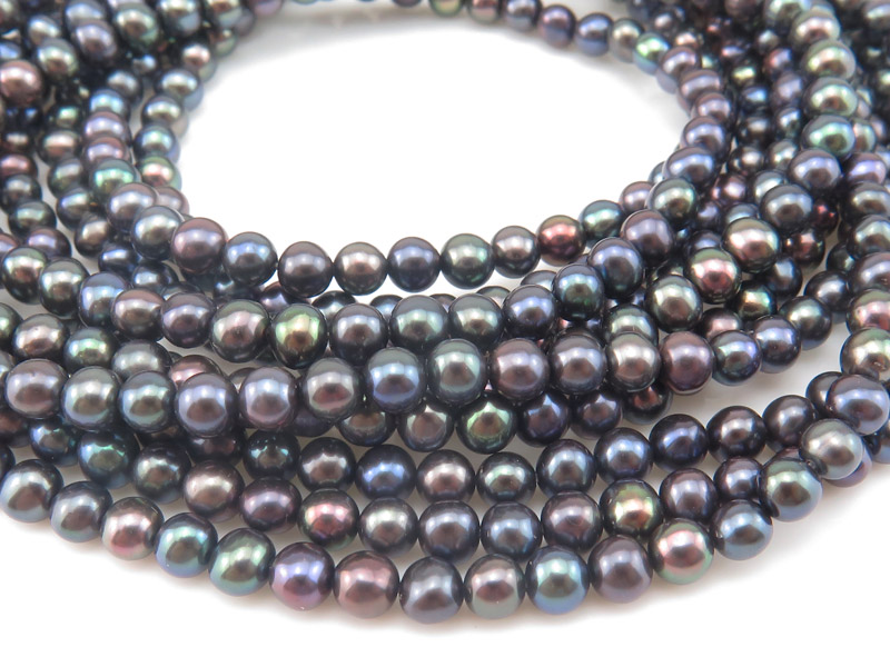 Freshwater Pearl Peacock Potato Beads 4mm ~ 16'' Strand