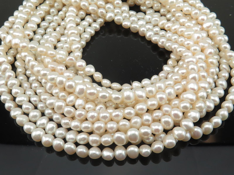 Freshwater Pearl Ivory Cross Drilled Beads 6.5mm ~ 16'' Strand