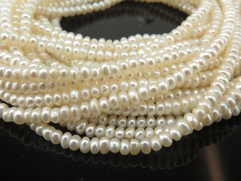 Freshwater Pearl Button Beads 2.5-3mm ~ 15.5'' Strand