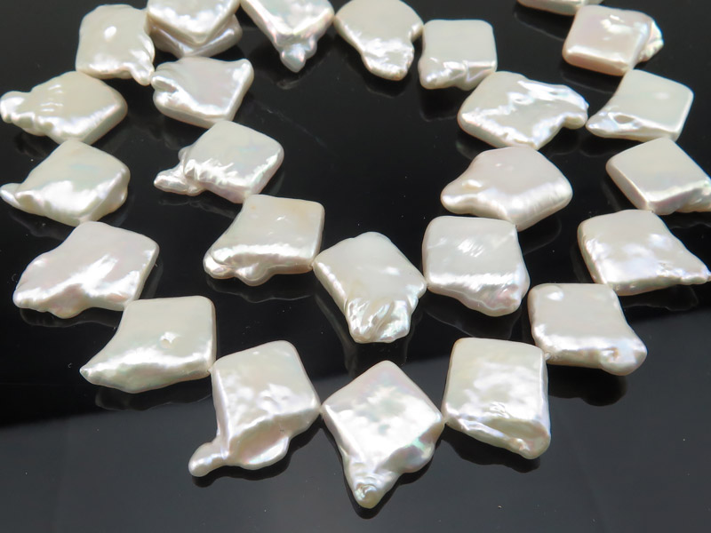 Freshwater Pearl Ivory Diamond Beads 18mm ~ 16'' Strand