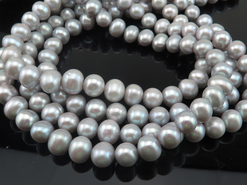 Freshwater Pearl Silver Grey Potato Beads 9-9.5mm ~ 16'' Strand