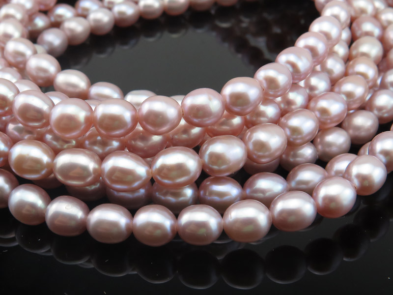 Freshwater Pearl Rose Rice Beads 6.5mm ~ 16'' Strand