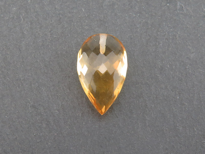 AA+ Citrine Faceted Pear 15mm ~ Half Drilled ~ SINGLE