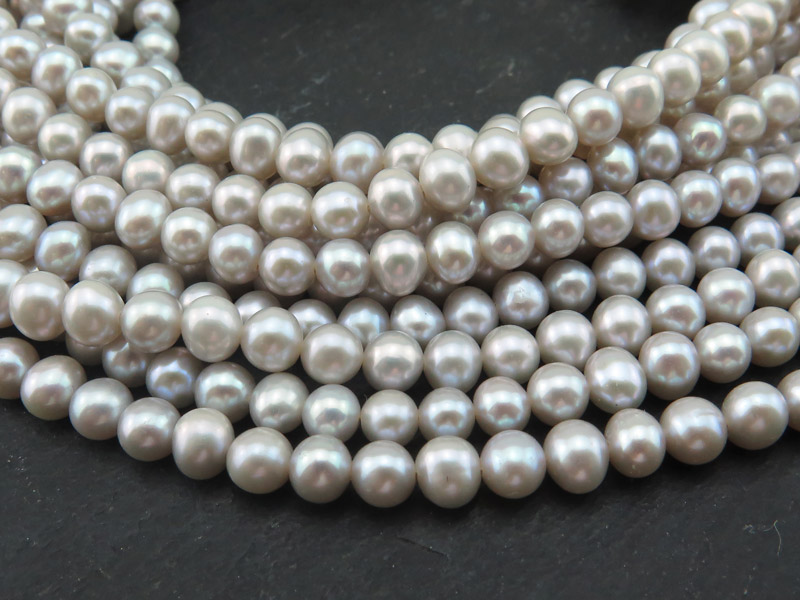 Freshwater Pearl Silver Grey Potato Beads 5mm ~ 16'' Strand