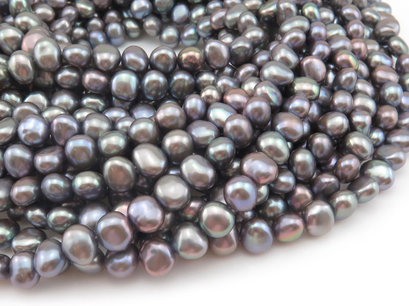 Freshwater Pearl Grey Cross Drilled Beads 8mm ~ 16'' Strand