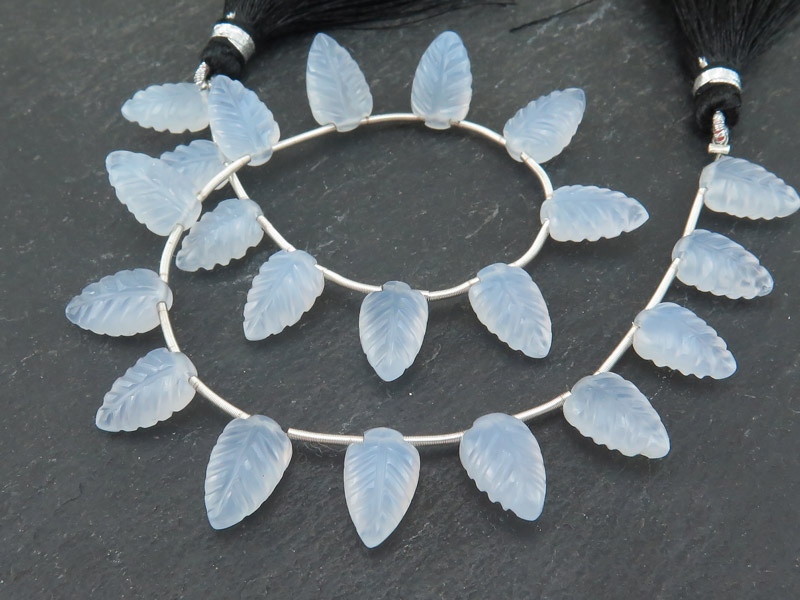 AAA Chalcedony Carved Leaf Briolettes 12-13mm