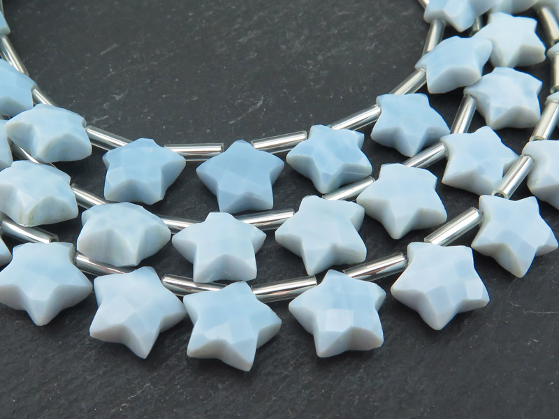 AA Blue Opal Faceted Star Briolettes 10-11mm ~ 8'' Strand