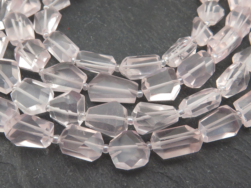 AA Rose Quartz Faceted Nugget Beads 7-8.5mm ~ 8'' Strand