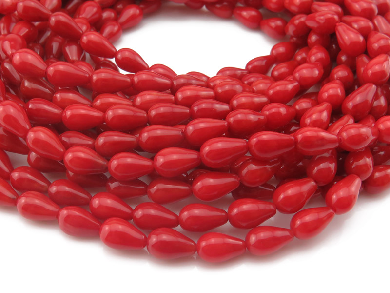 Bamboo Coral Teardrop Beads 8mm ~ 16'' Strand