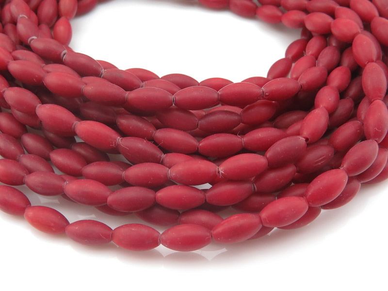 Red Bamboo Coral Matt Barrel Beads 8mm ~ 16'' Strand