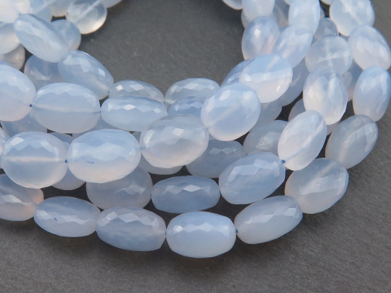 AAA Chalcedony Faceted Oval Beads 9-11mm ~ 8.25'' Strand