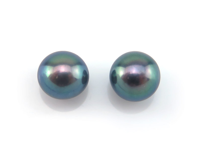 Freshwater Pearl Peacock/Black Button ~ Various Sizes ~ Half Drilled ~ PAIR