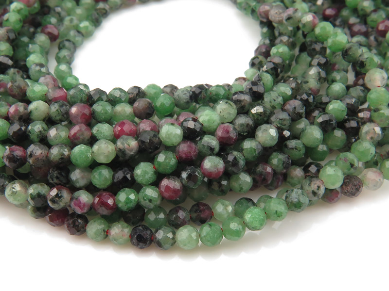 Ruby Zoisite Faceted Round Beads 3mm ~ 12.5'' Strand
