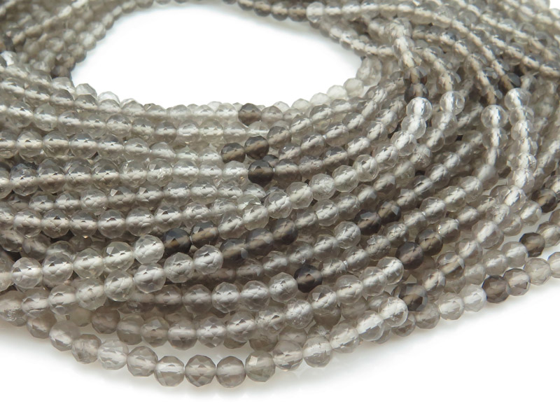 AAA Smoky Quartz Faceted Round Beads 3mm ~ 12.5'' Strand