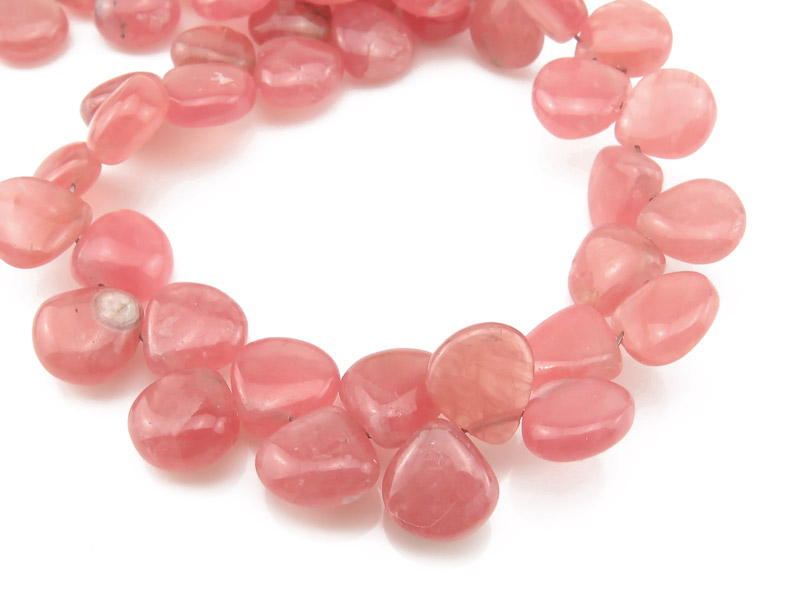 AA Rhodochrosite Smooth Heart Briolettes 8-8.5mm ~ 8'' Strand