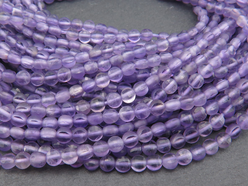 AA Lilac Amethyst Faceted Coin Beads 3.75mm ~ 12'' Strand