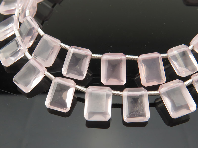 AAA Rose Quartz Emerald Cut Briolettes 7.5-8mm