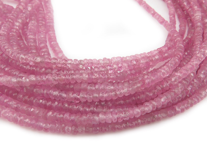 AA Pink Sapphire Faceted Rondelles 2.5-4.25mm ~ 16'' Strand