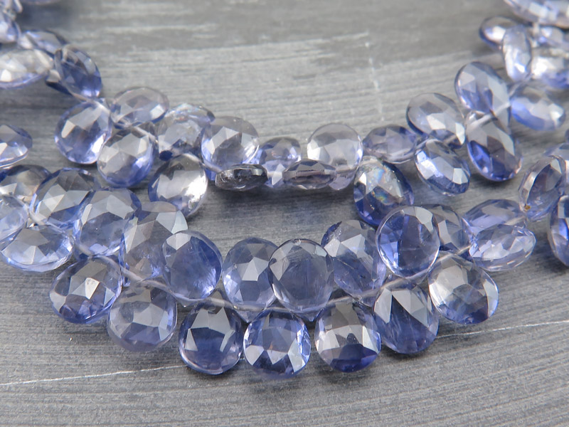 AA+ Iolite Faceted Pear Briolettes 7-8mm ~ 10'' Strand